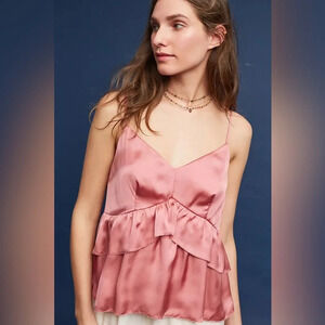 Anthropologie Pink Satin Blouse